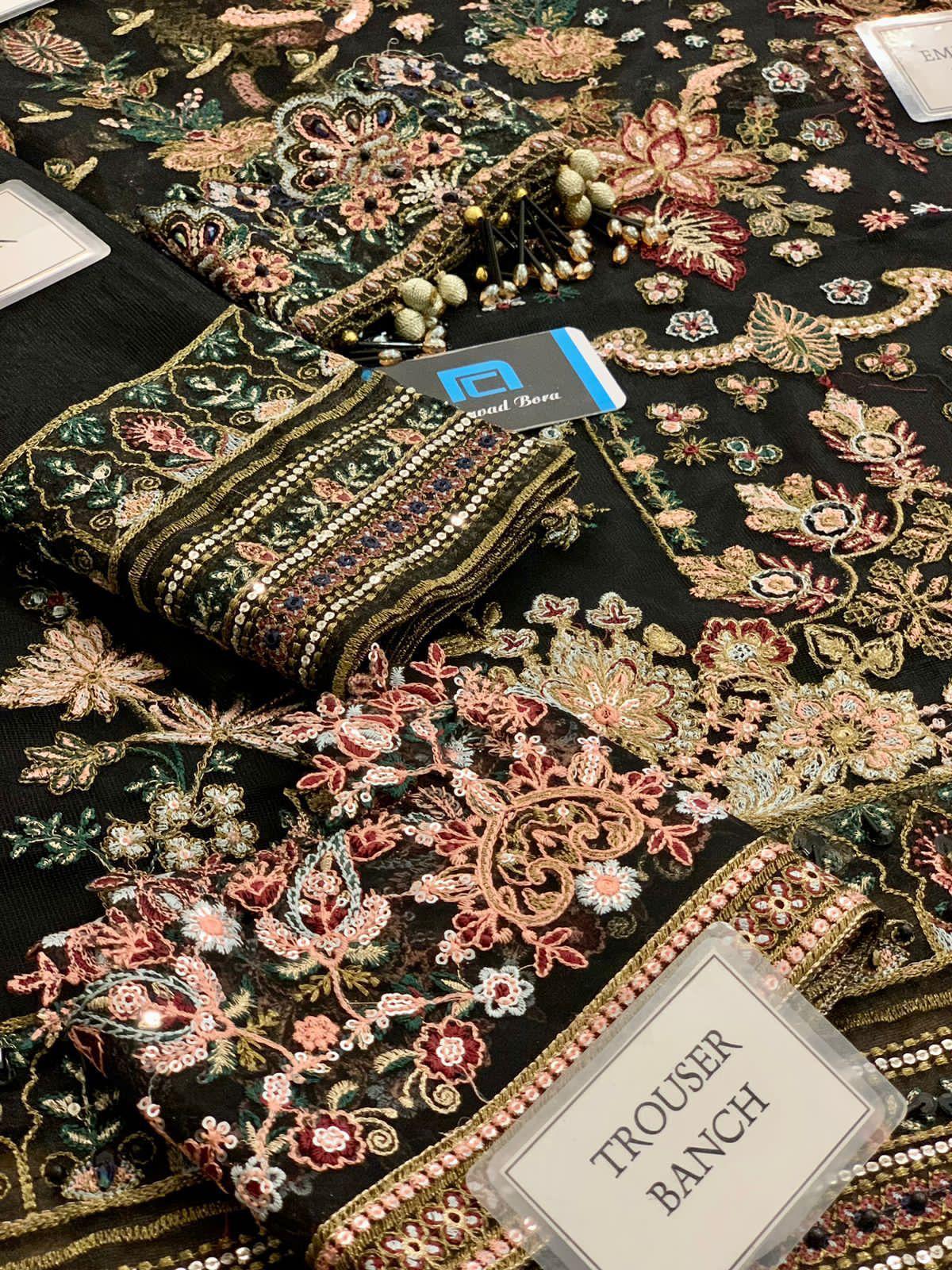 Baroque Heavy Embroidered Addawork Formal Bridal Collection-Black