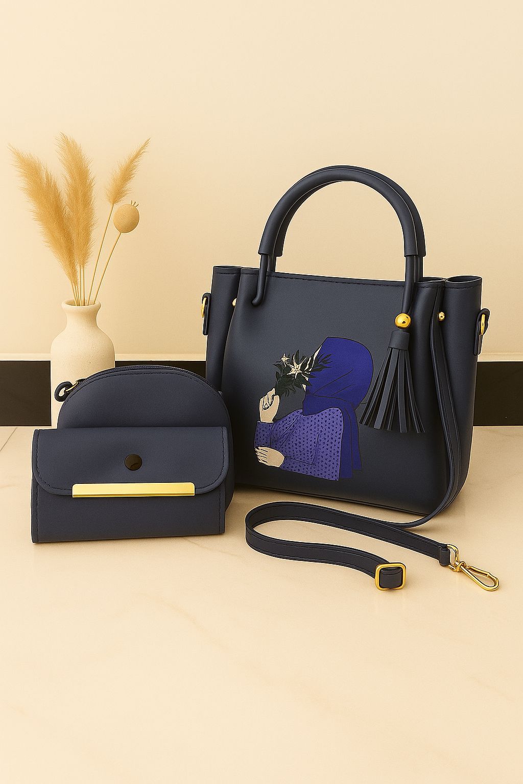 3 Piece Set with Cloud Bag With Hand Wallet