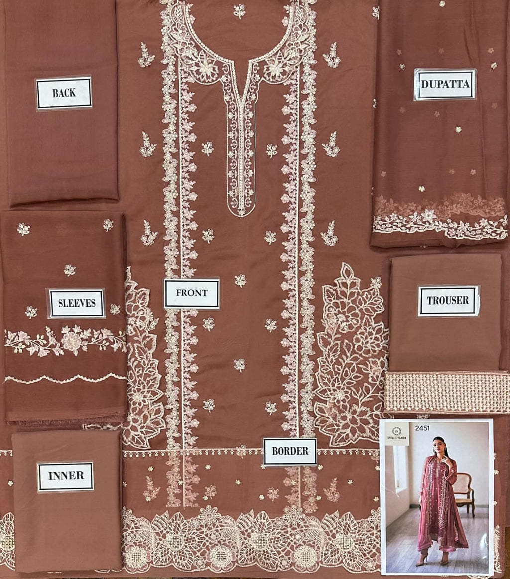 Azure: Semi Pure chiffon embroidered front.